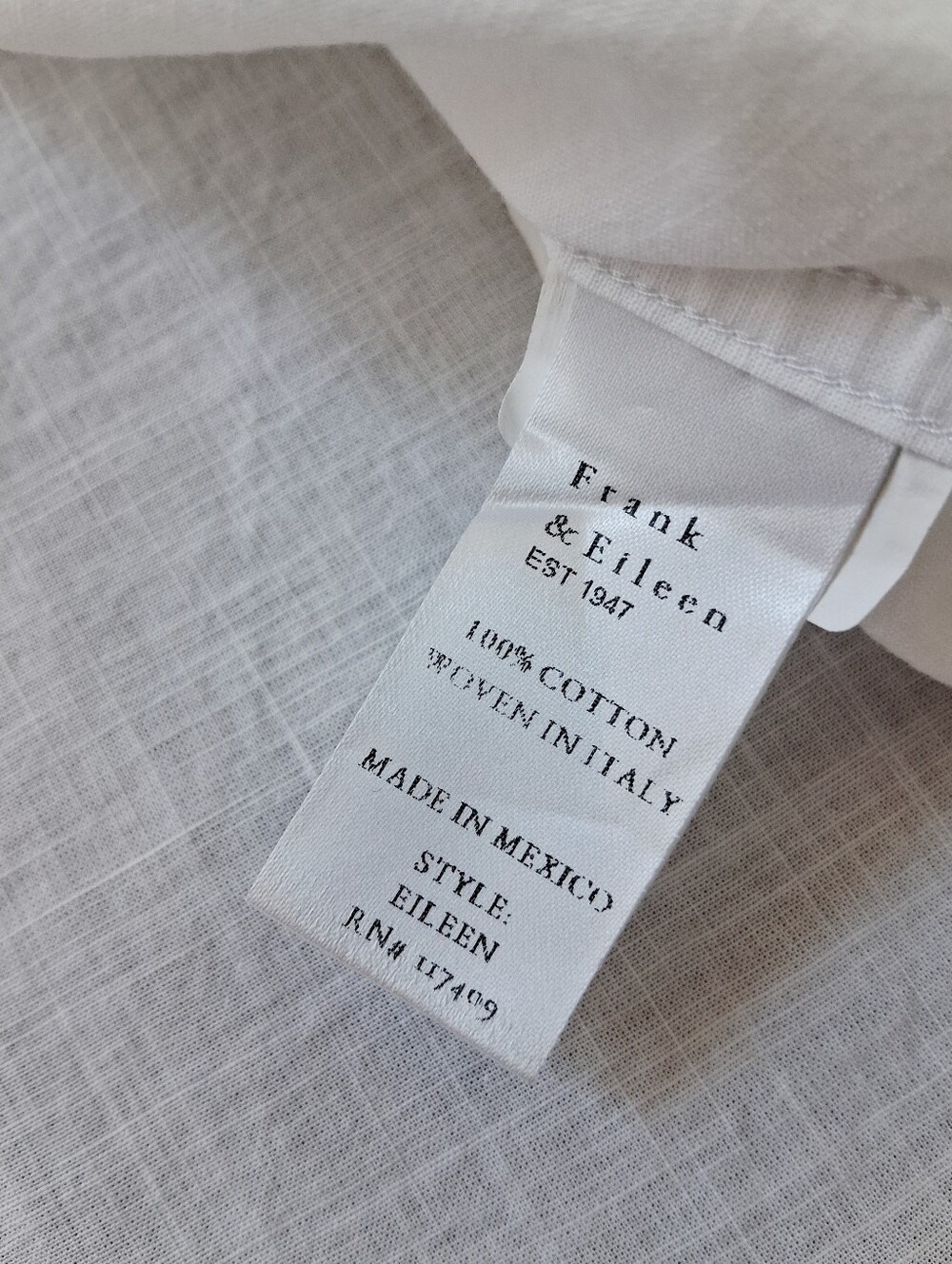 Frank & Eileen Eileen Relaxed Button Up Shirt In White Italian Casual Cotton - Picture 9 of 16